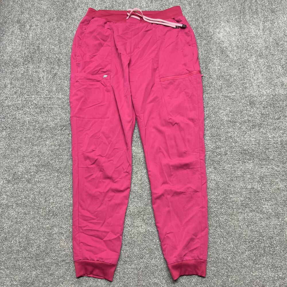 Fabletics Jogger Scrub Pants Womens M Pink Woven Elastic Waist Pockets